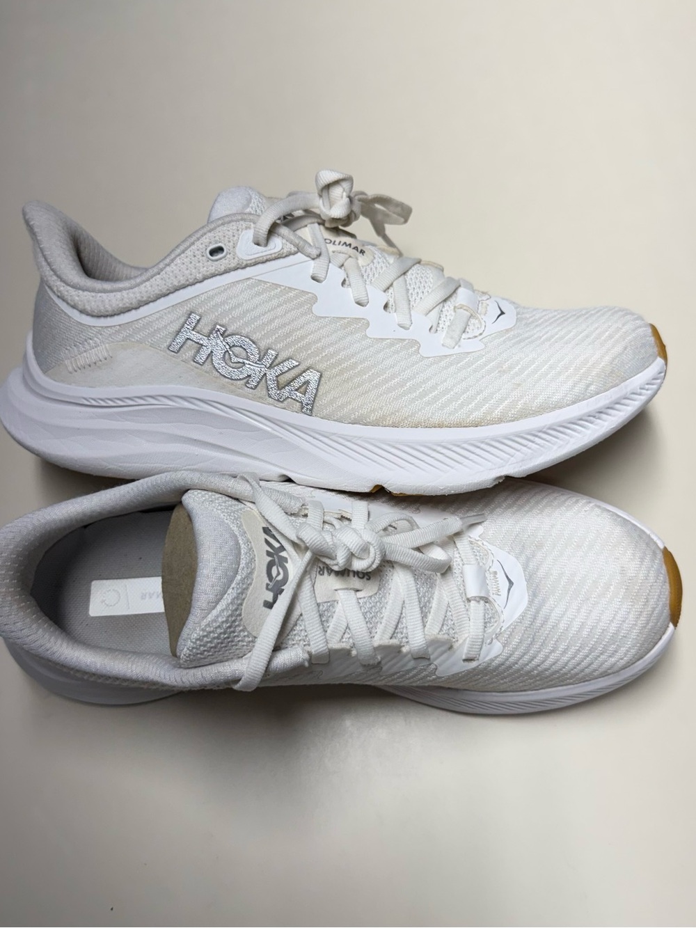 HOKA Solimar Women’s White Mesh Lace-Up Running Shoes 1123075 - Picture 3 of 9